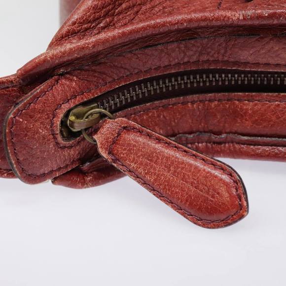 BURBERRY Shoulder Bag Leather Red Auth ti2068 - Picture 11 of 16